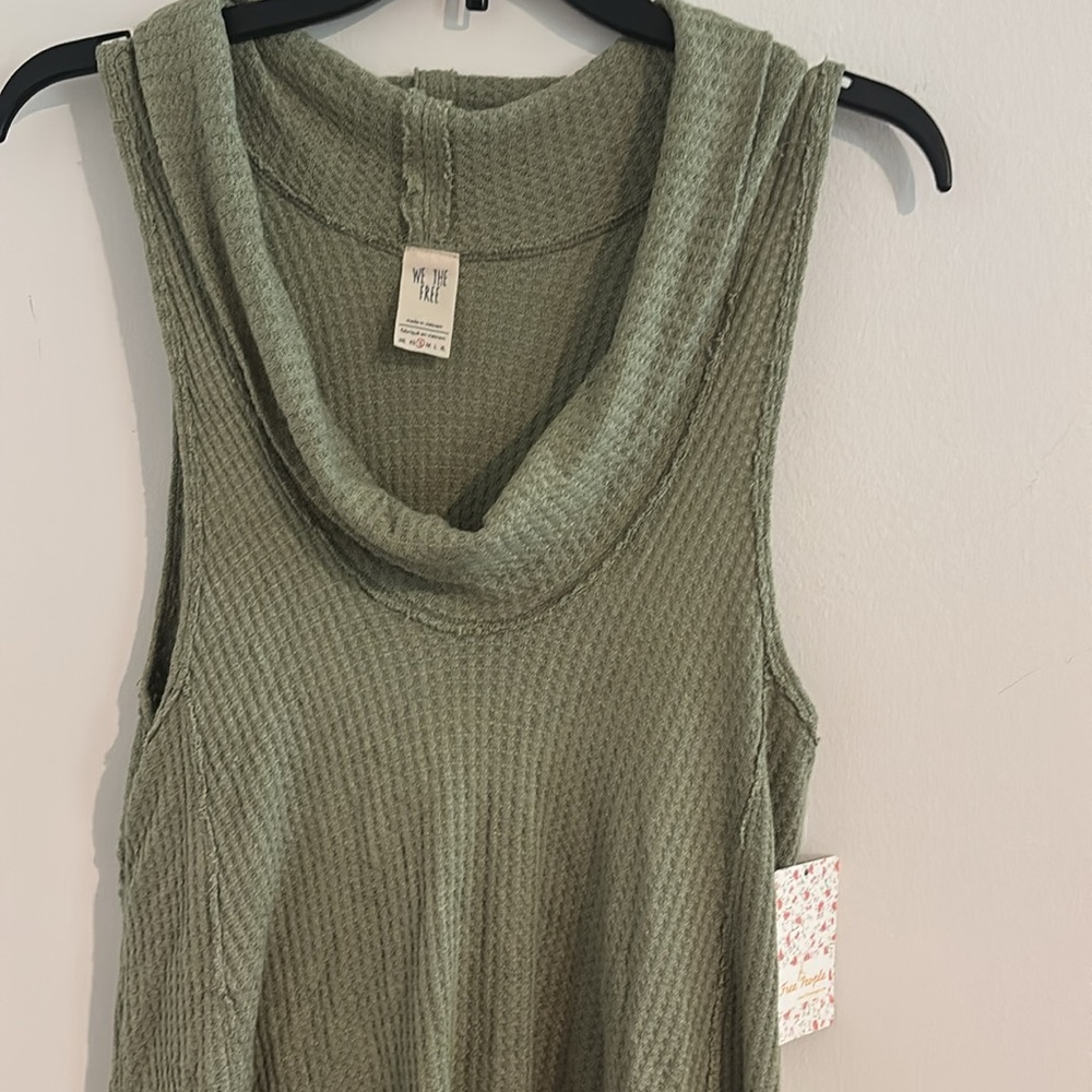 Free People Size S Sage Green Cowl Neck Oversized Tank Top - Picture 5 of 12